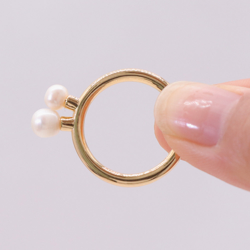 Jewelry Set Copper Plated Real Gold Freshwater Pearl Ring