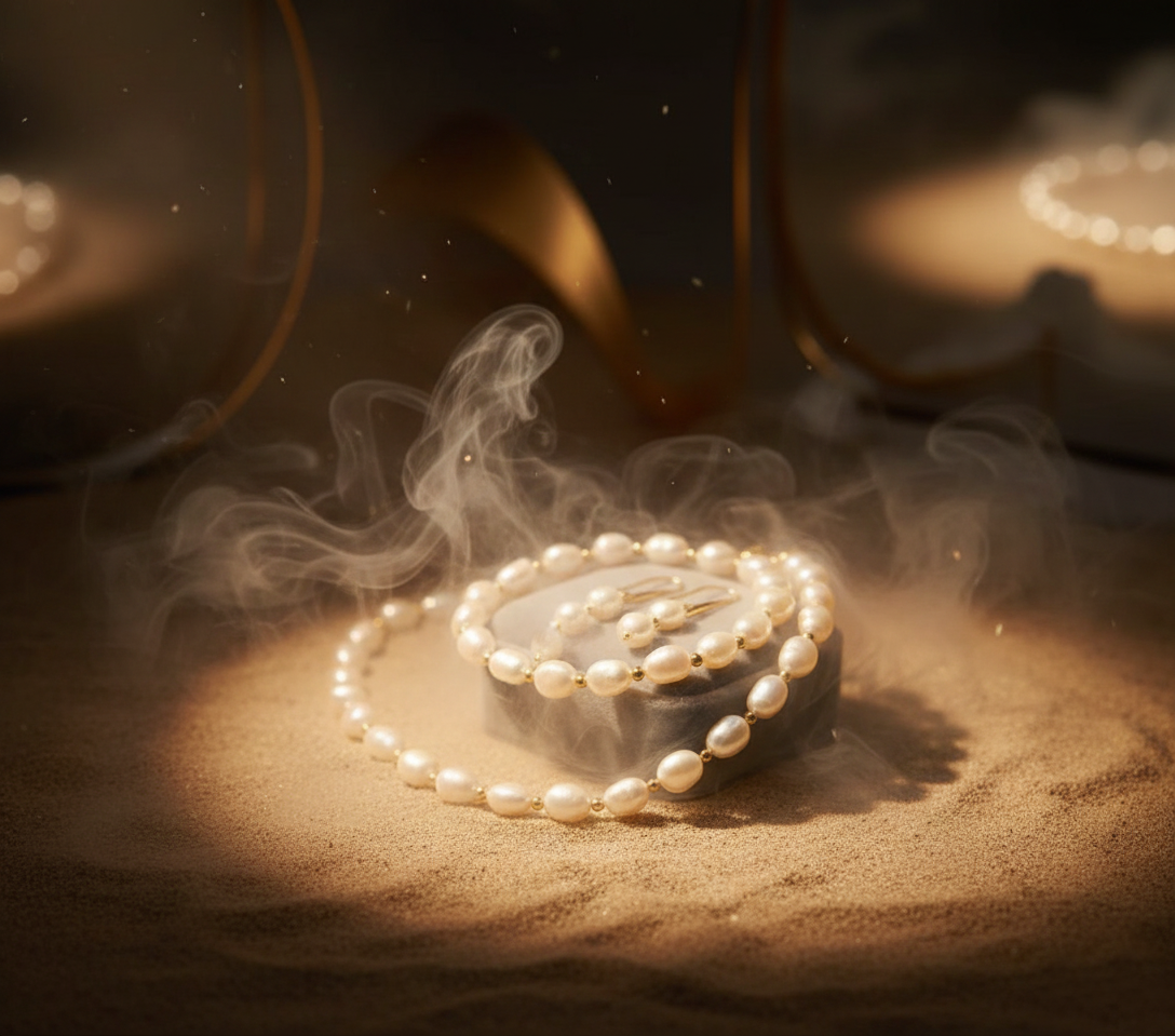 Baroque Freshwater Pearl Necklace Bracelet Earrings Set