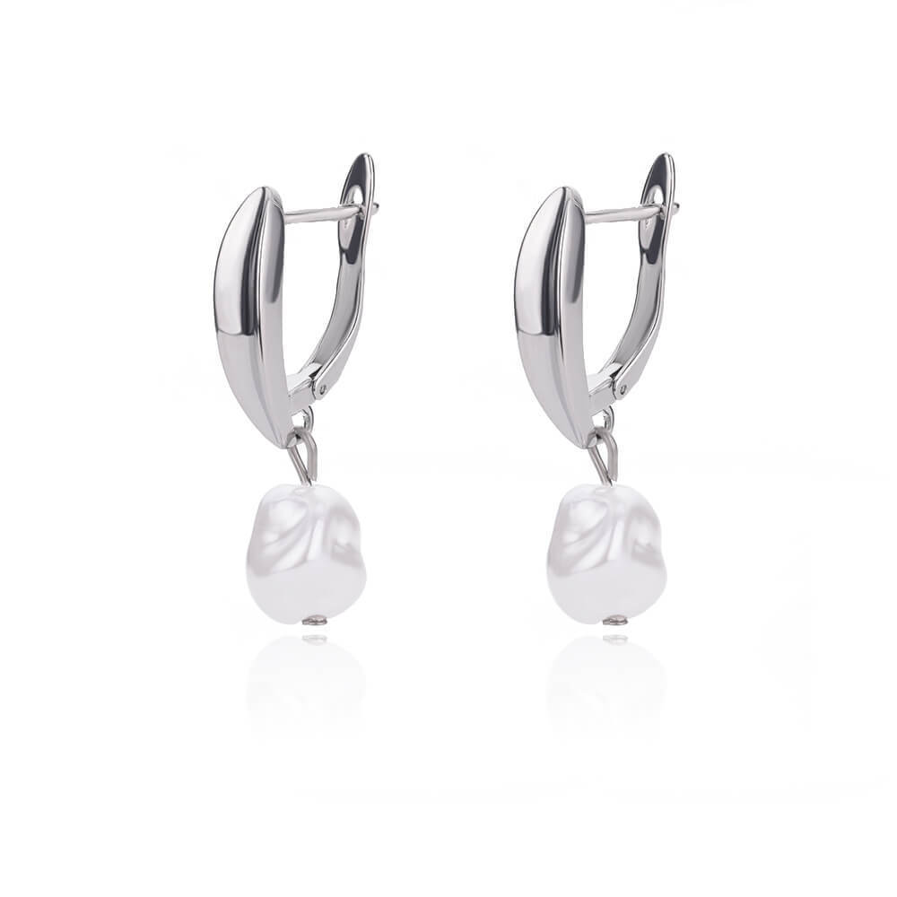 Geometric Circular Design Water Pearl Earrings