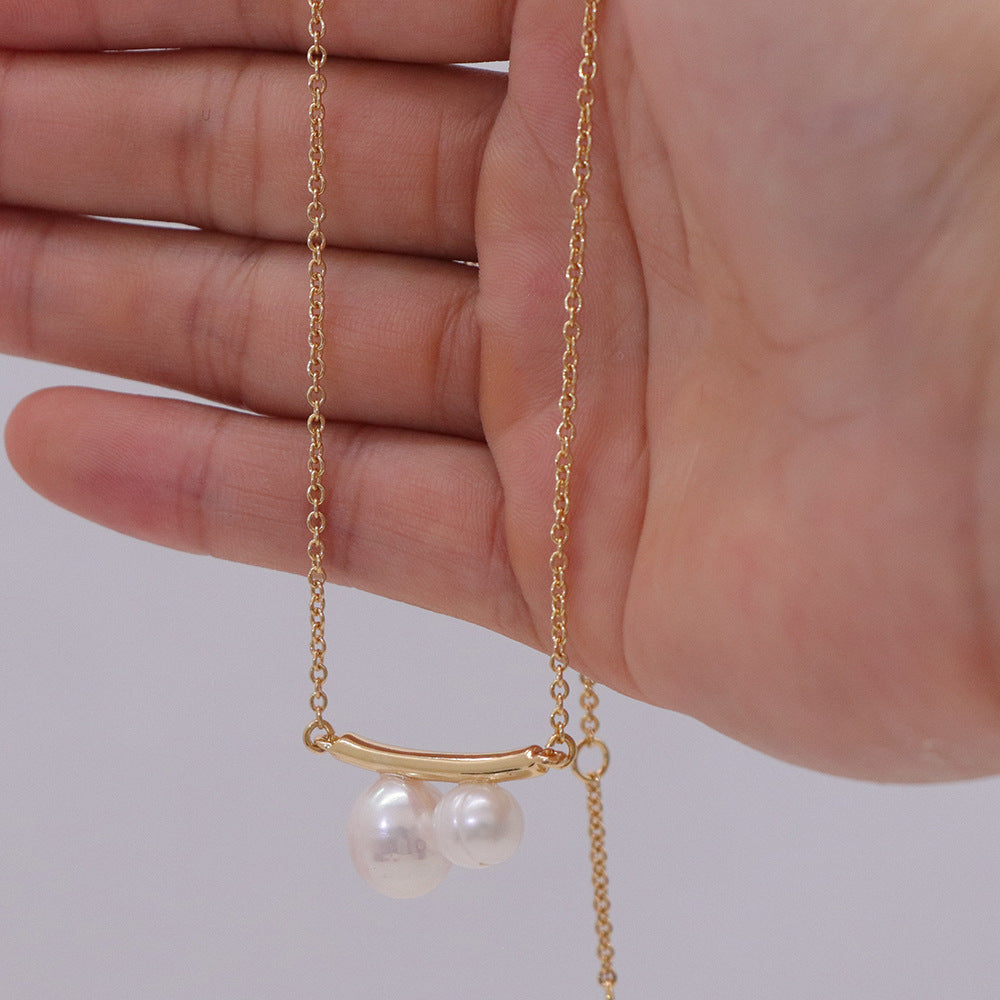 Jewelry Set Copper Plated Real Gold Freshwater Pearl Ring