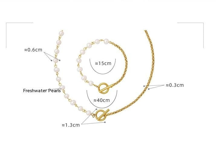 Freshwater Pearl OT Buckle Bracelet Necklace Women's Jewelry