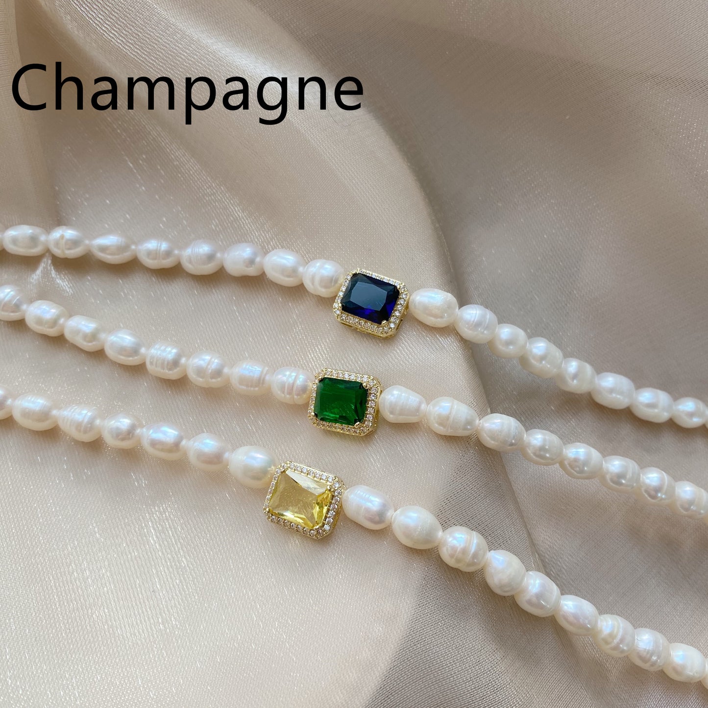 Female freshwater pearl gem necklace