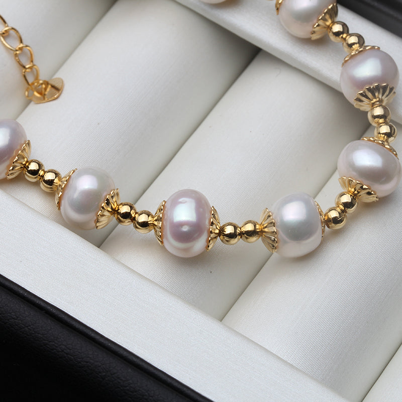 Real Freshwater Round Pearl Bracelet For Women Natural Pearl
