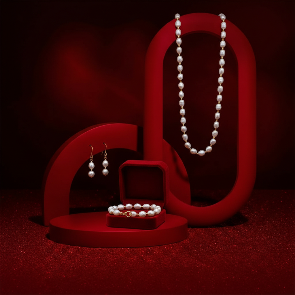 Baroque Freshwater Pearl Necklace Bracelet Earrings Set