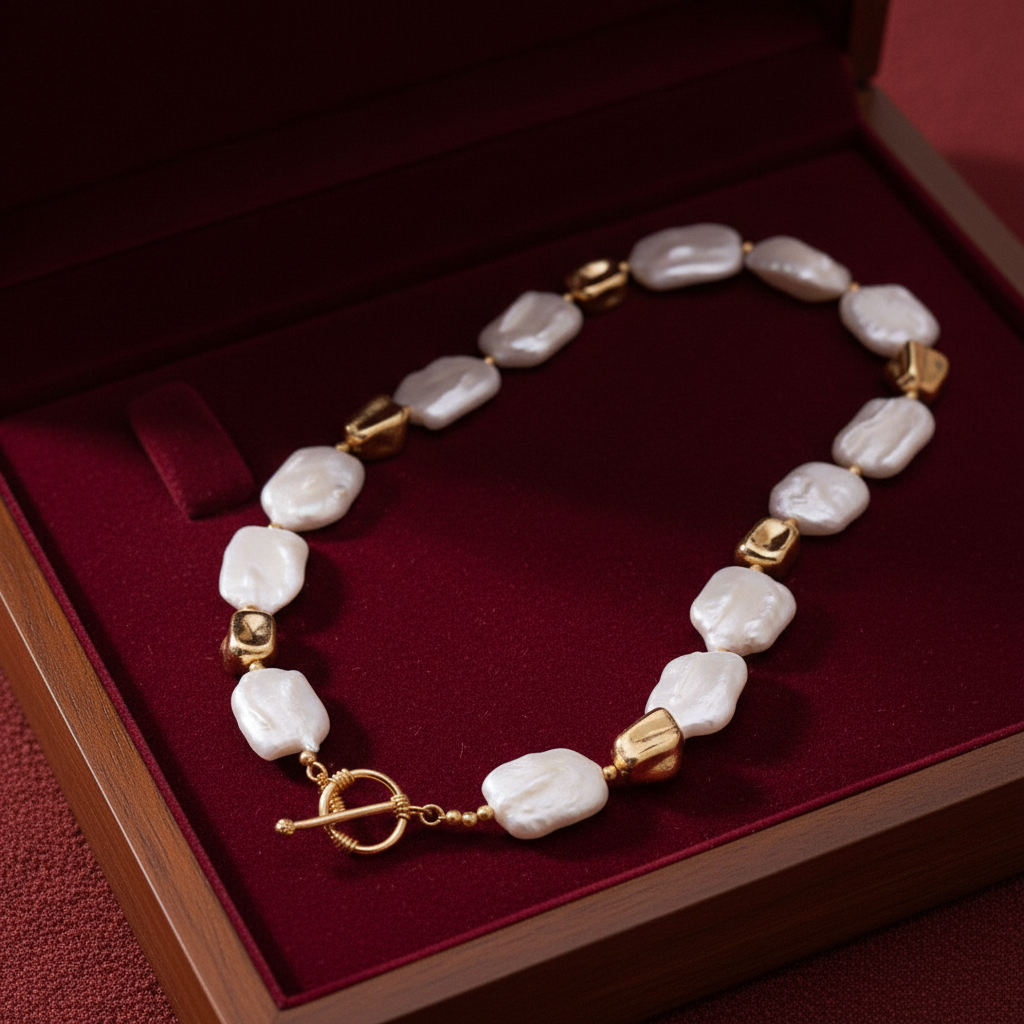 Vintage Stone Square Baroque Pearl Jewelry