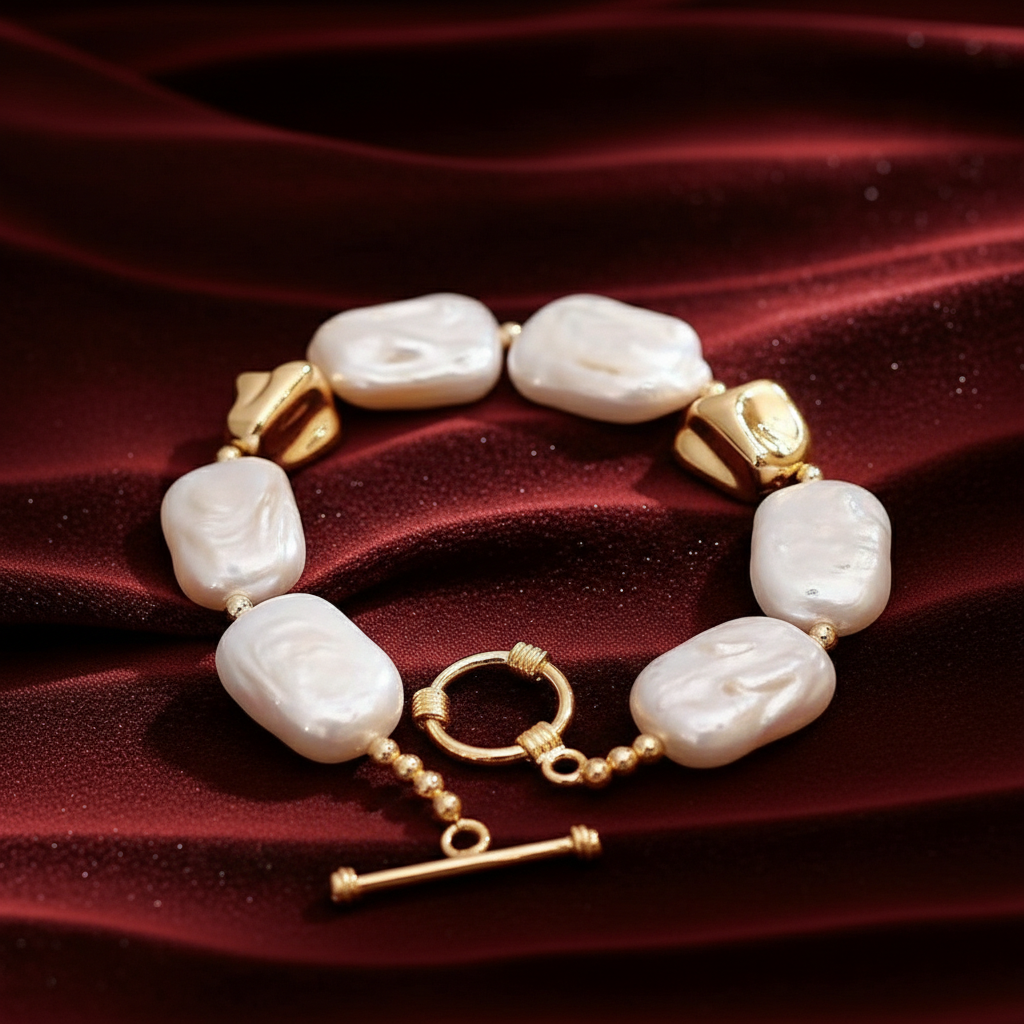 Vintage Stone Square Baroque Pearl Jewelry