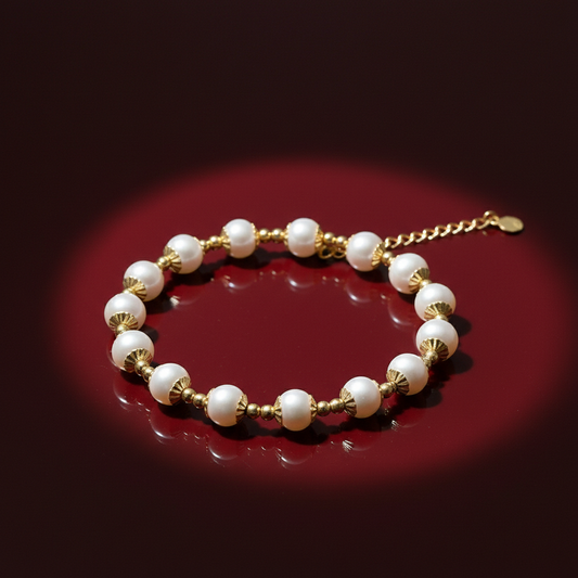 Real Freshwater Round Pearl Bracelet For Women Natural Pearl
