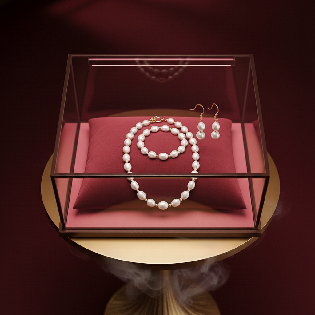 Baroque Freshwater Pearl Necklace Bracelet Earrings Set