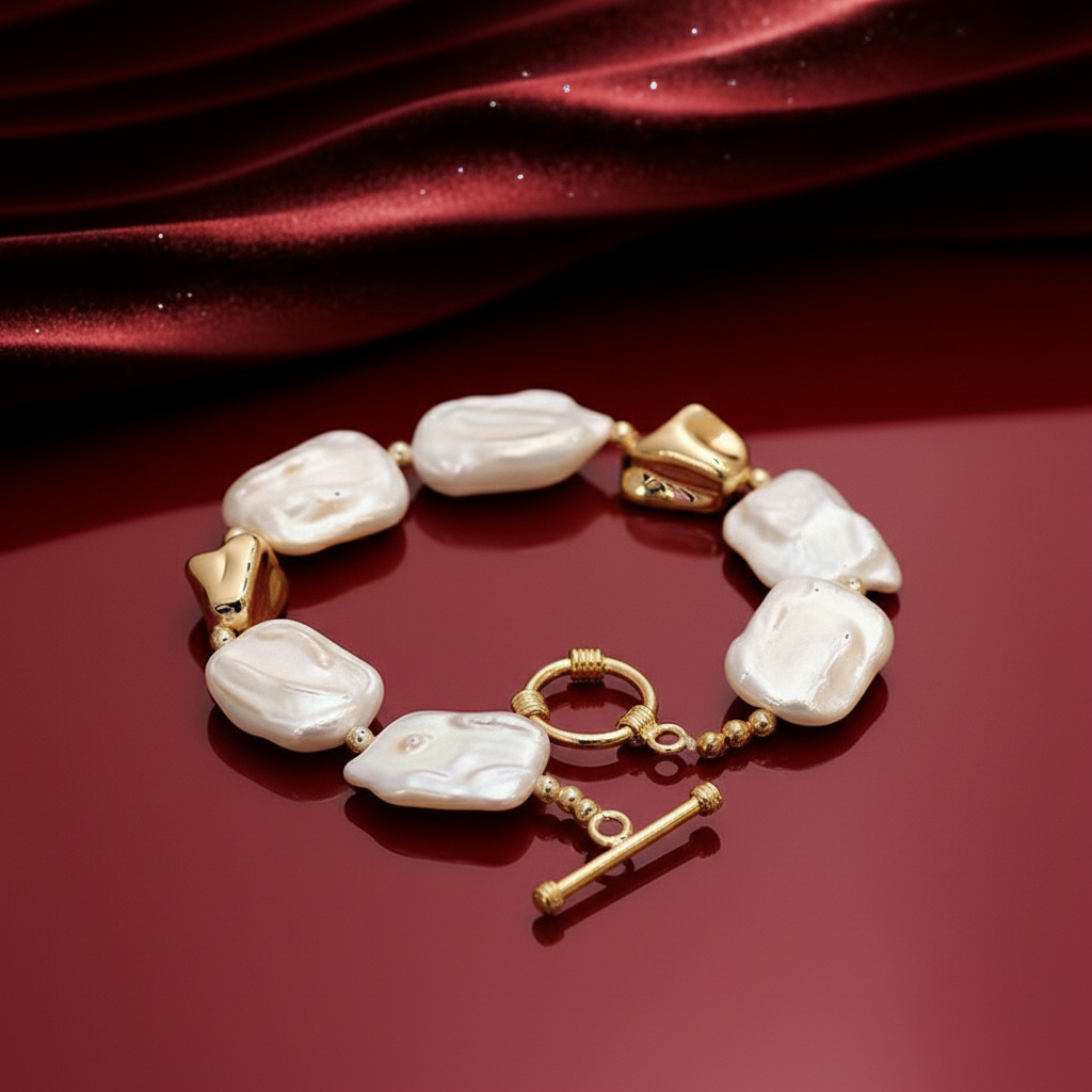 Vintage Stone Square Baroque Pearl Jewelry