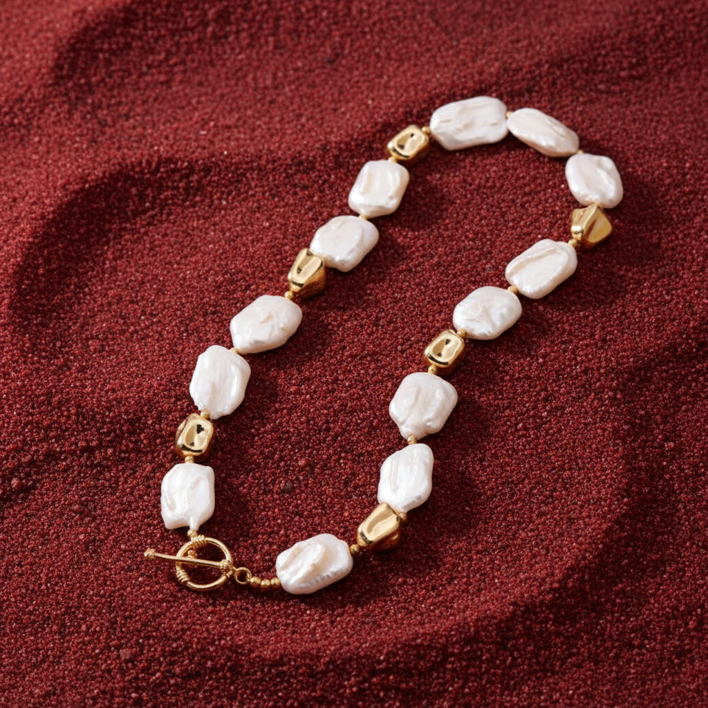 Vintage Stone Square Baroque Pearl Jewelry