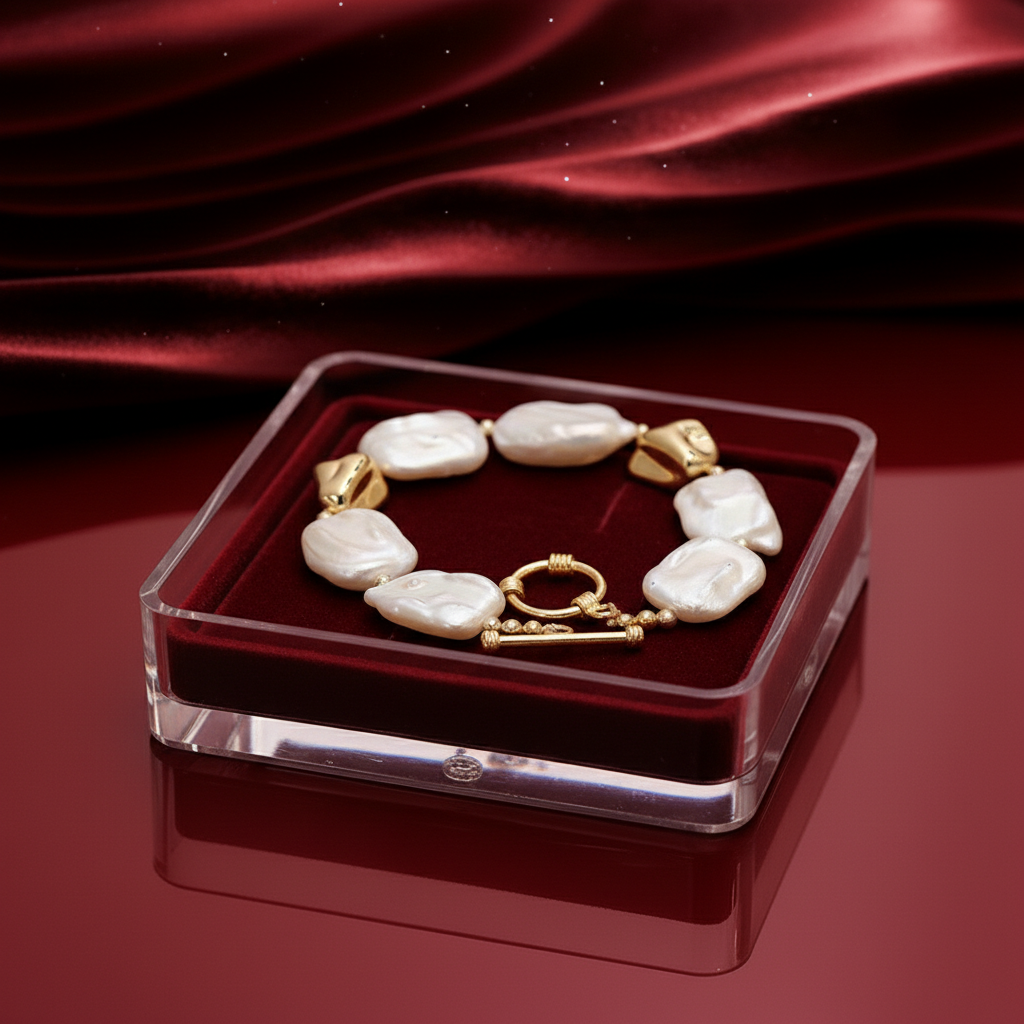 Vintage Stone Square Baroque Pearl Jewelry