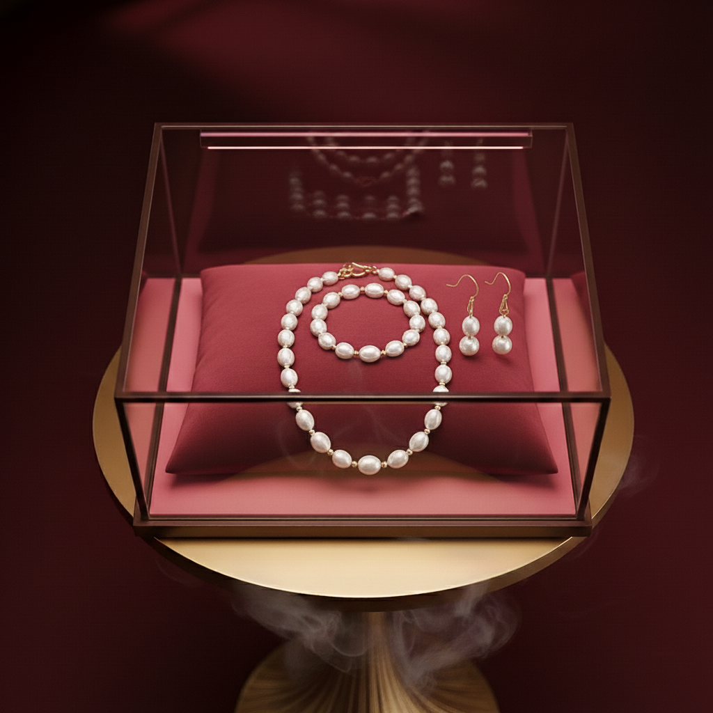 Baroque Freshwater Pearl Necklace Bracelet Earrings Set