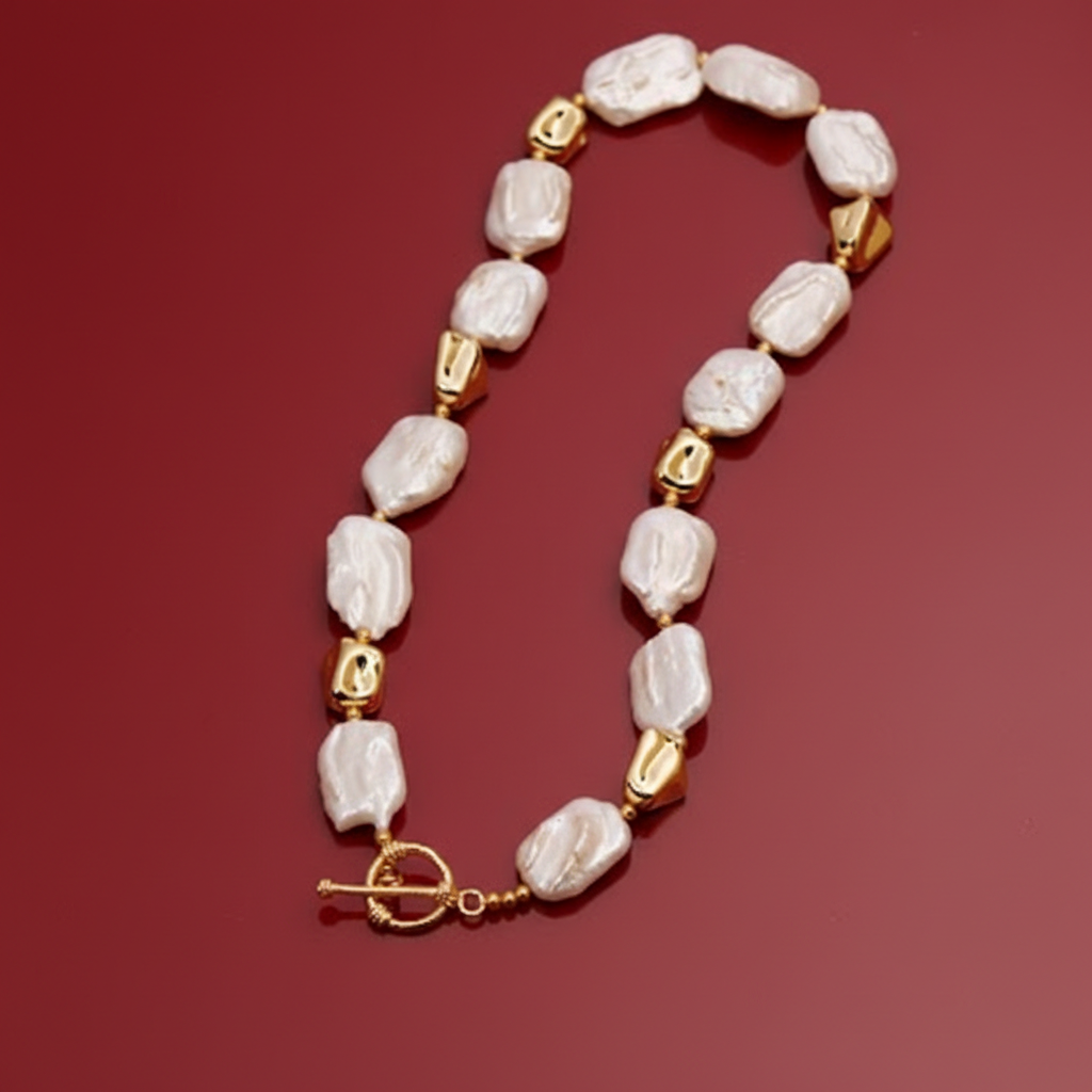 Vintage Stone Square Baroque Pearl Jewelry