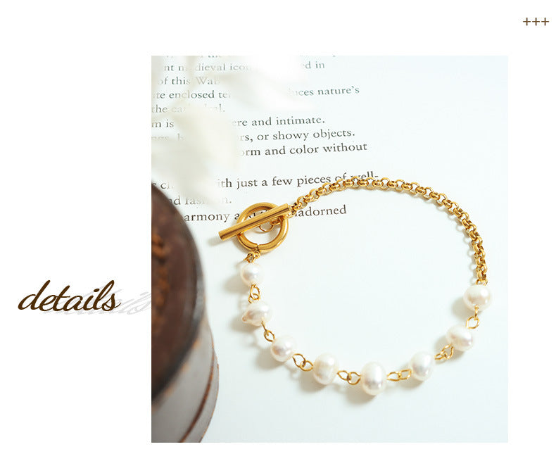 Freshwater Pearl OT Buckle Bracelet Necklace Women's Jewelry