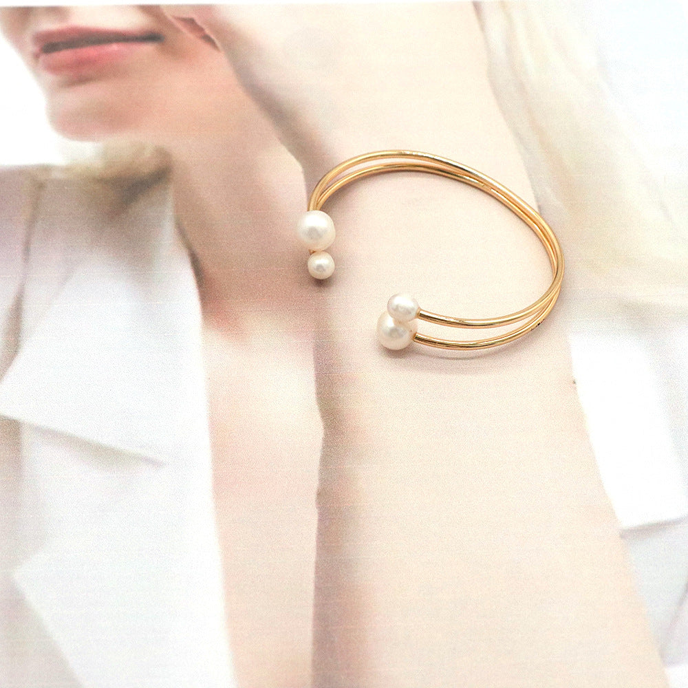 Copper-plated Real Gold French Double-layer Personality Simple Ins Style Jewelry