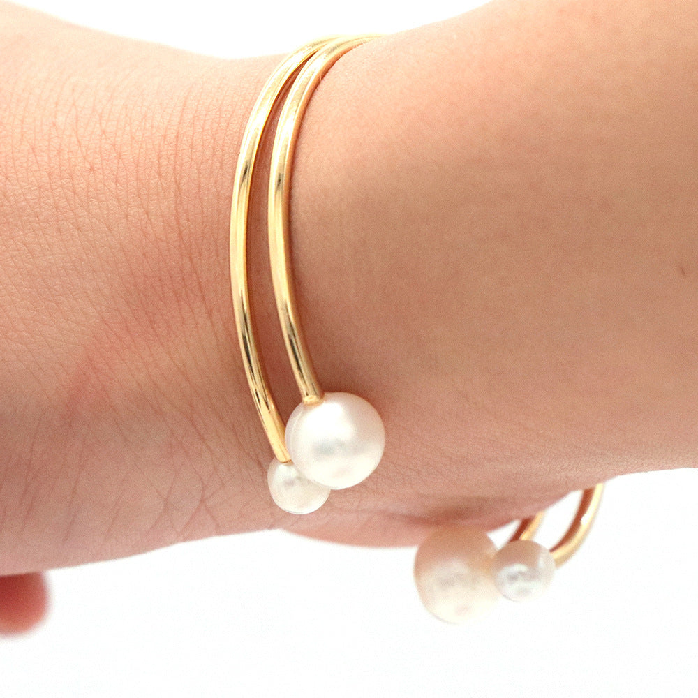 Copper-plated Real Gold French Double-layer Personality Simple Ins Style Jewelry