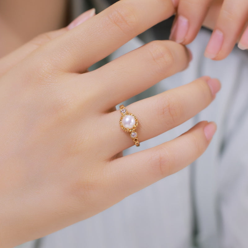 Retro Natural Freshwater Pearl Ring